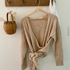 Neuflora Tan Wrap Knit Sweater